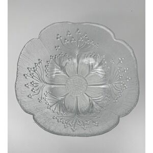 Dansk Textured Glass Serving Bowl Floriform Cow Parsley‎ 11" Lasisepat Mantsala